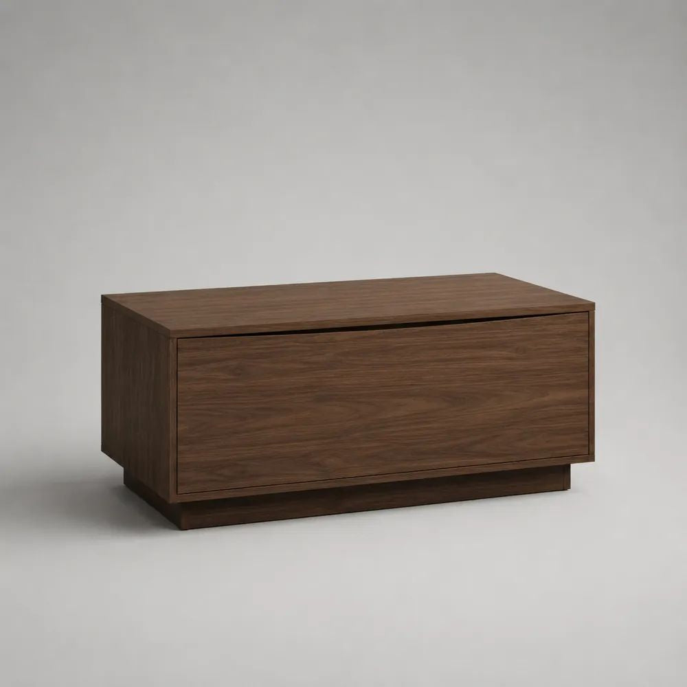 Tavolino da salotto rettangolare contenitore in legno con cassetto, marrone noce, 100 x 60 x 45 cm