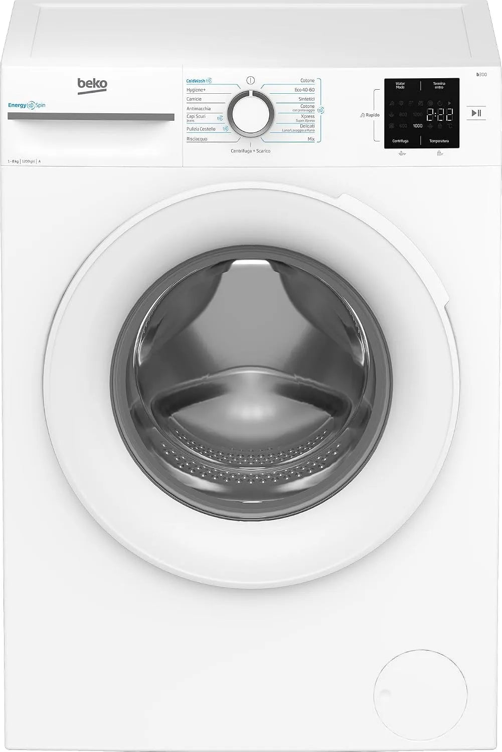 Beko b300 BMWRU3821W Lavatrice, 8 kg, bianco, lavabiancheria, lavatrice Caricamento frontale 8 kg 1200 Giri/min Bianco