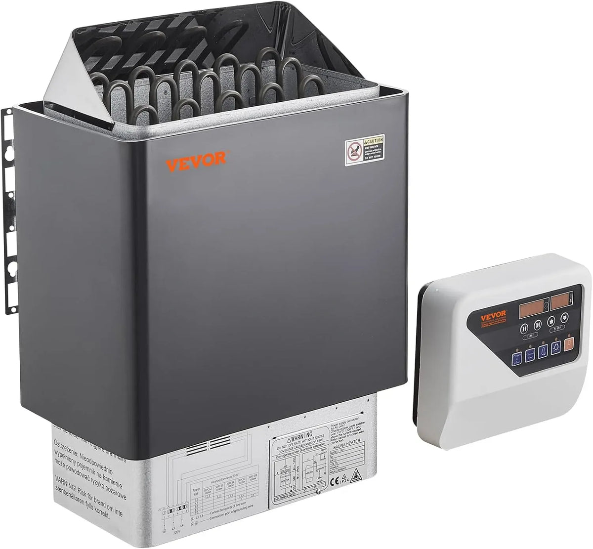 VEVOR V 3 Riscaldatore, 400 V, 8 kW, 12 m, portatile, esterno, timer, professionale, funzione riscaldante, per Sauna Stufa Elettrica per Sauna 8 kW