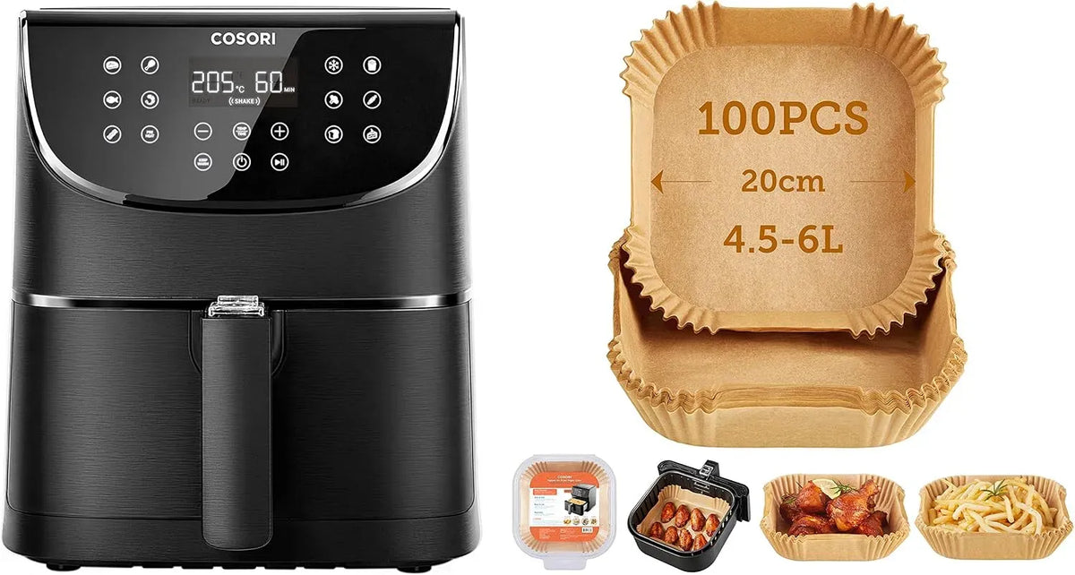 Forno elettrico, 5,5 L, COSORI 4.5-6L, forno da cucina, Friggitrice Ad Aria 5,5 Litri Con Carta Forno 100 Pezzi