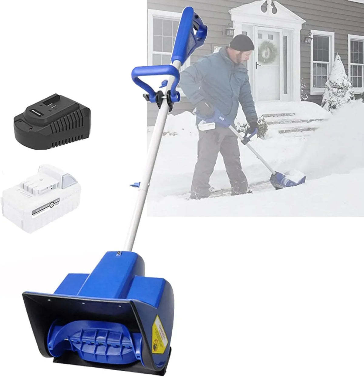 macchina spazzaneve, batteria, 6 m, portatile, esterno, senza fili, per patio e uso esterno