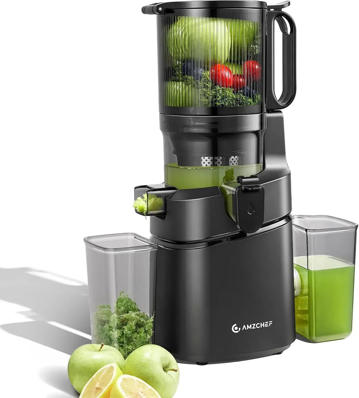 Centrifuga, 1,8 L, 250 W, AMZCHEF, nero, Extracteur jus lent de 250W avec triple filtre