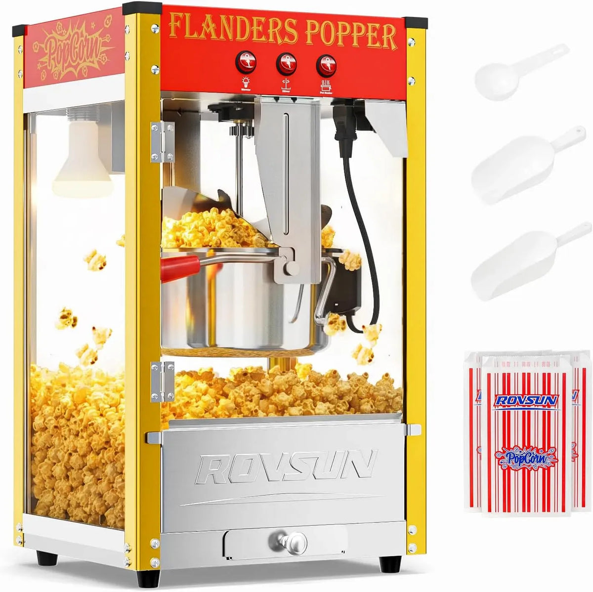 Macchina per Popcorn, 40 Tazze, professionale, negozi, acciaio inox, per Popcorn Professionale 10 oz, ROVSUN