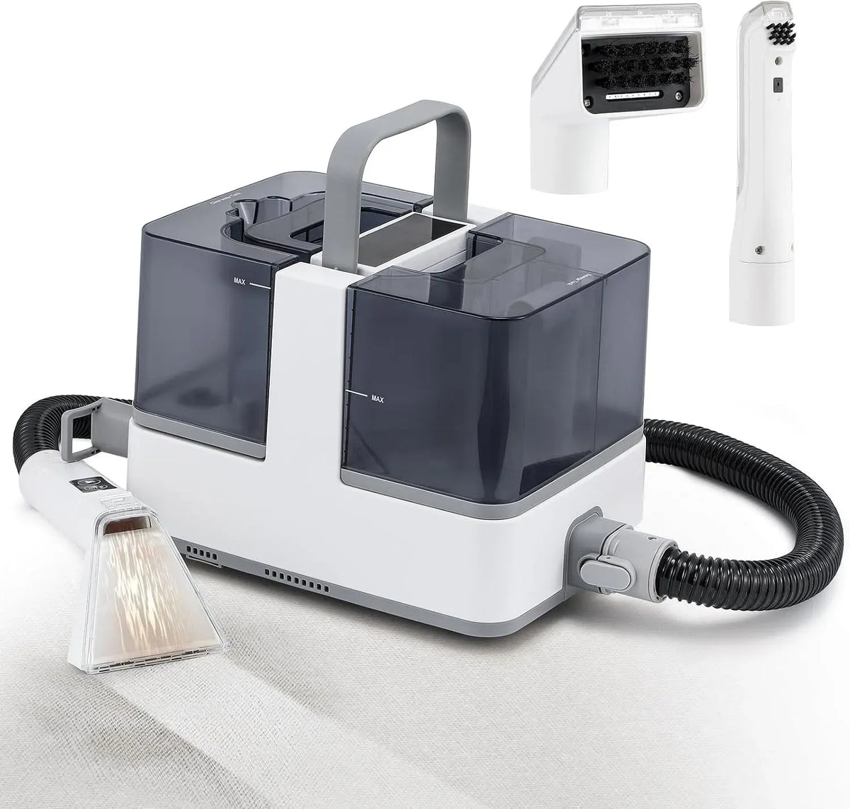 1.2L+1.4L Pulitore, 1.2 L, 1300 W, 13kPa, 1.4 L, portatile, vapore, bianco, per Scale/Divano/Auto/Moquette/Tappeti