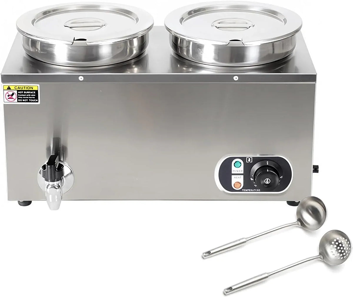 X 2 1500 W con Sistema Anti-scottatura a Secco e Pulsante di Reset, per Scaldazuppe Elettrico Professionale, bagnomaria in Acciaio Inox da 7 Litri