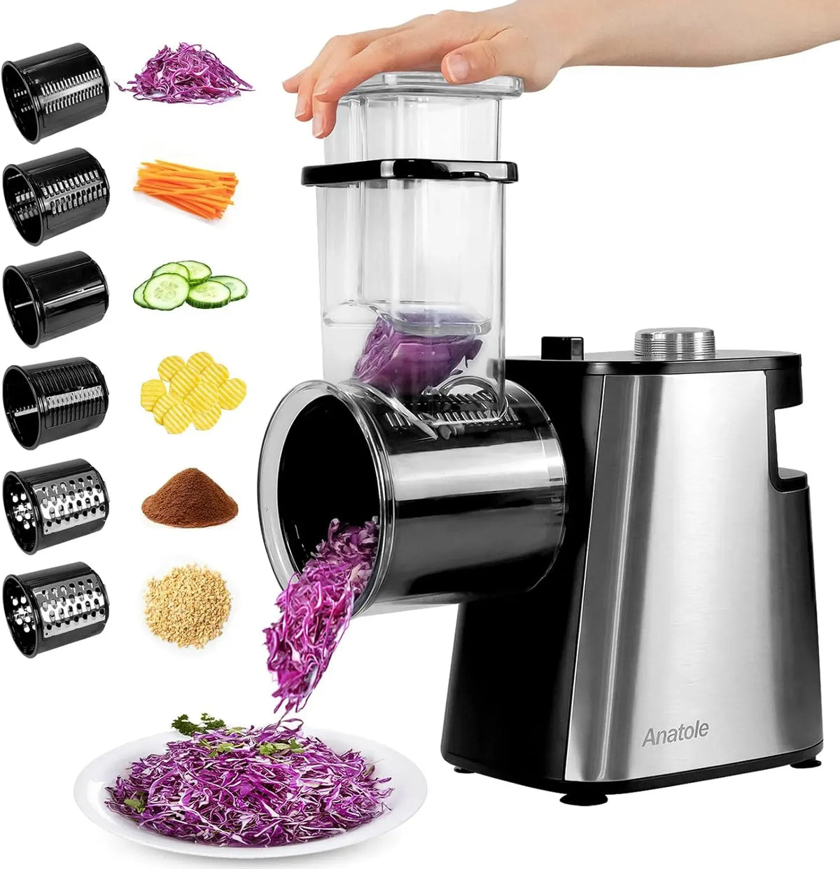 Anatole 6 in 1 Affetta Verdure Elettrico Grattugia per Formaggio Carote