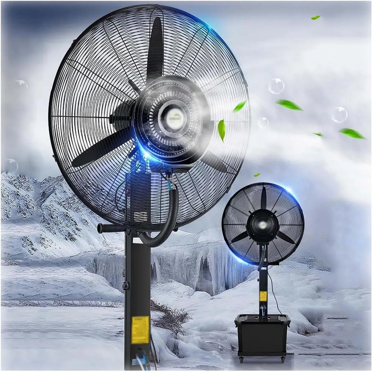 Ventilatore, 80cm, esterno, ruote di trasporto, industriale, 3 velocità, ampio serbatoio, nero