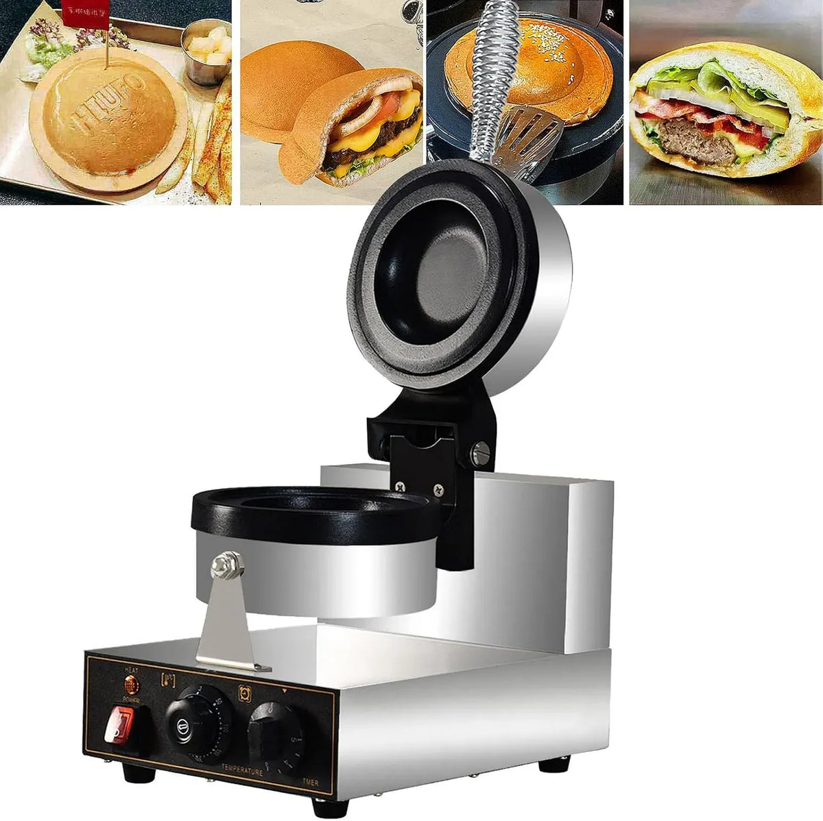 Pentola e padella, 1200 W, 50 a 300 °C, rivestimento antiaderente, 1200w Pressa Elettrica UFO Burger Machine