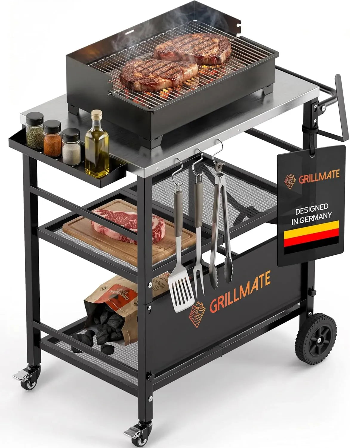 Forno elettrico per pizza, GRILLMATE, portatile, Tavolo da barbecue per esterni, barbecue a gas, carrello per barbecue