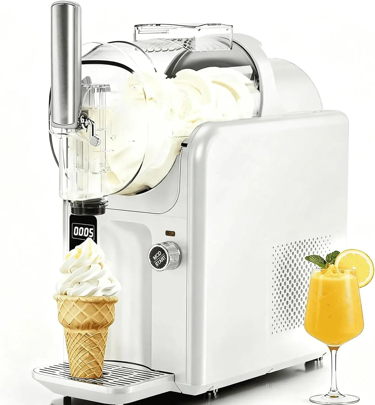 Macchina per Granite, 2 L, congelamento rapido, bianco, per Granite Domestica con 5 modalità preimpostate