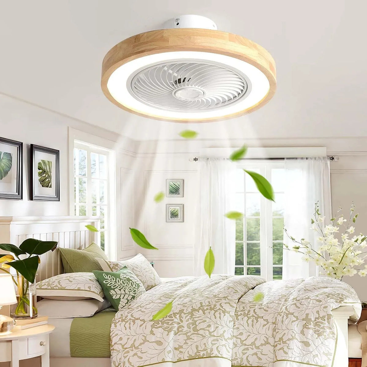Ventilatore, timer, ventola per circolazione dell'aria, Plafoniera con Ventilatore da Soffitto e Telecomando in Legno