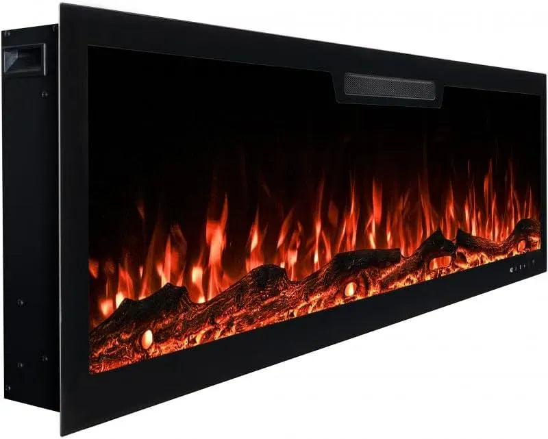 Audio Integrato, Effetto Fiamma Realistico, Camino Elettrico a parete LED Elite 107, 107x46x13, con funzione riscaldamento