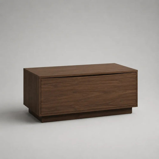 Tavolino da salotto rettangolare contenitore in legno con cassetto, marrone noce, 100 x 60 x 45 cm