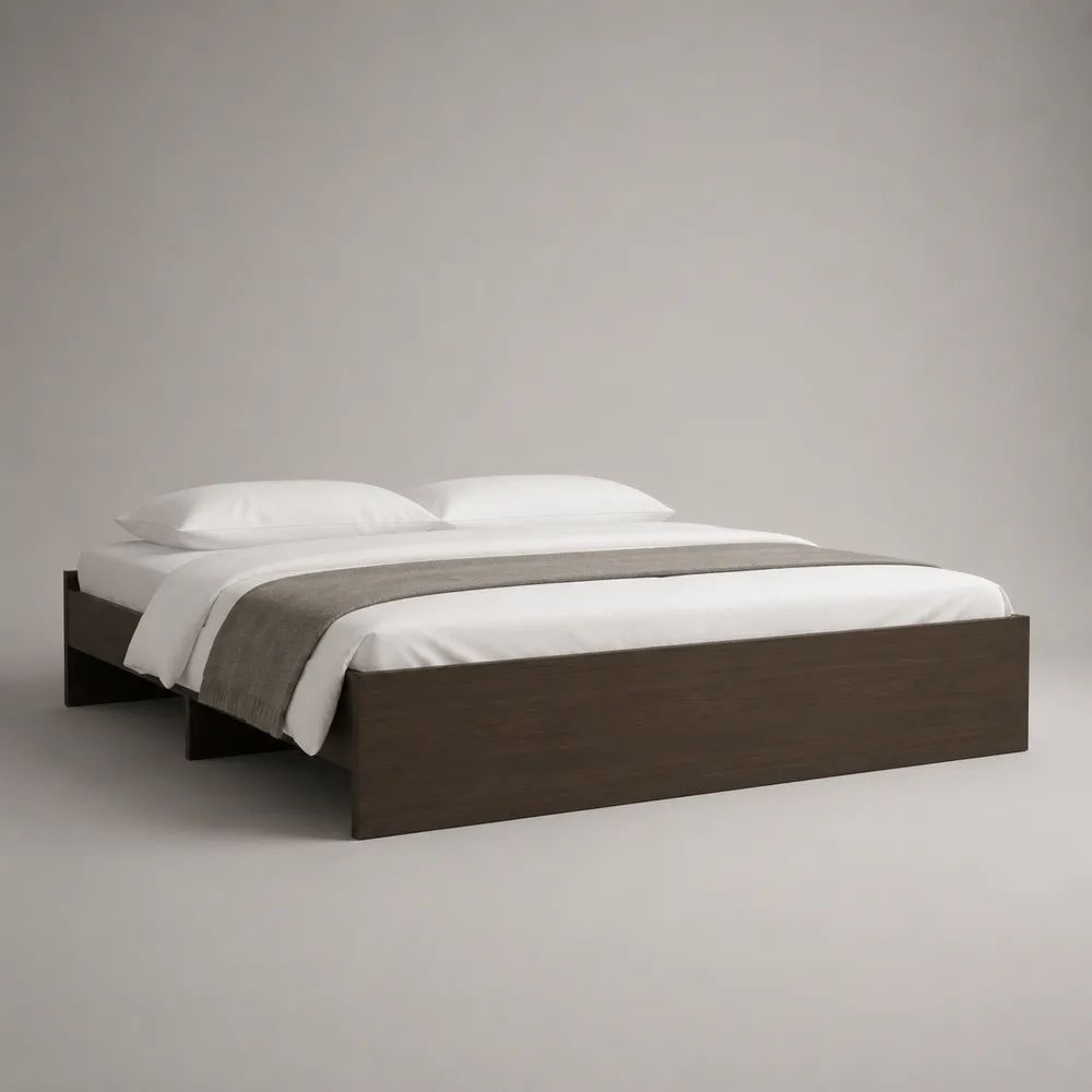 Letto matrimoniale rettangolare marrone scuro in pannello truciolare con rete a doghe, 206 x 166 x 50 cm, per materasso 160 x 200 cm