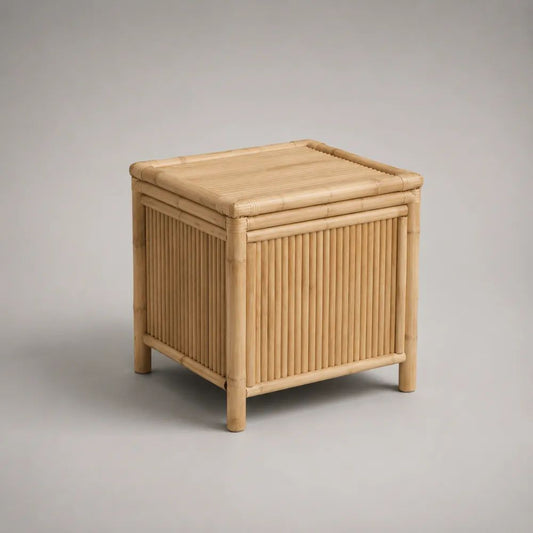 Baule contenitore quadrato in bambù naturale, 50 x 50 x 55 cm