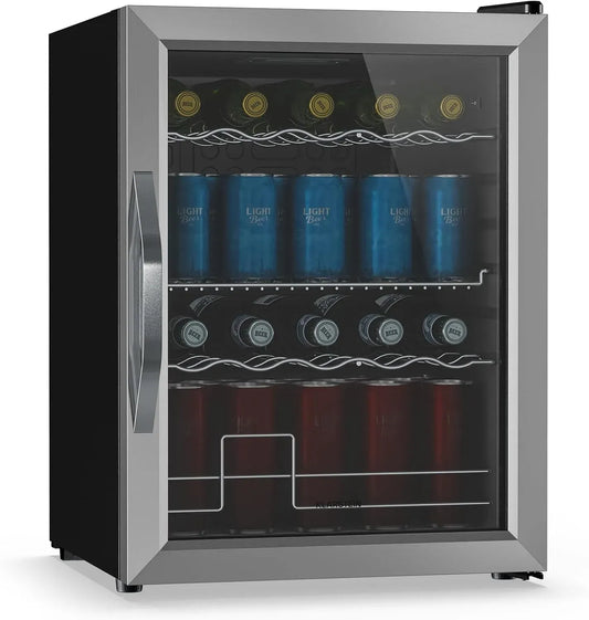 Klarstein Frigorifero, 60 L, vetro, argento, apparecchio refrigerante, Beersafe 60 L Frigorifero per Bevande con Porta in Vetro