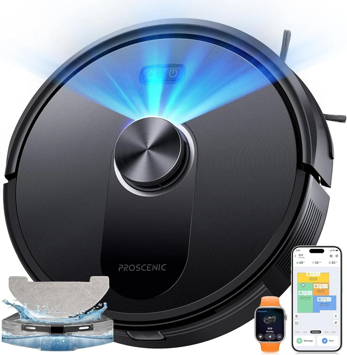 Robot aspirapolvere, Proscenic Q10 200Mins, per peli animali e tappeti duri, multi-piano mappatura