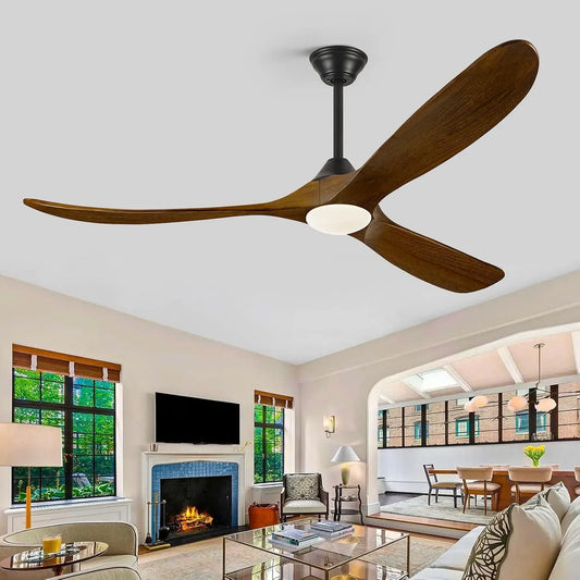 Ventilatore, 152 Cm, ventola per circolazione dell'aria, Ventilatore Da Soffitto In Legno Da 152 Cm Con Luce