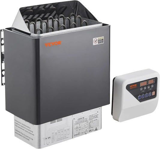 VEVOR V 3 Riscaldatore, 400 V, 8 kW, 12 m, portatile, esterno, timer, professionale, funzione riscaldante, per Sauna Stufa Elettrica per Sauna 8 kW