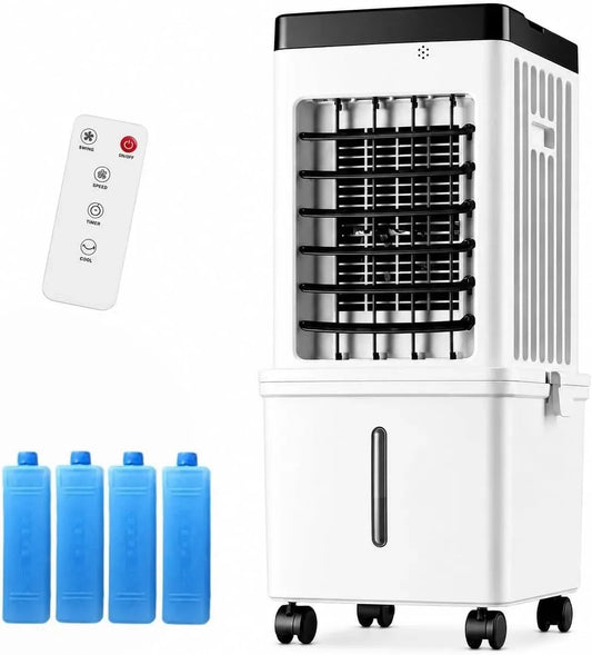 Condizionatore, 15 L, portatile, timer, 3 velocità, Ventilatore Raffrescatore d'Aria Evaporativo 15L, Timer 7,5 Ore