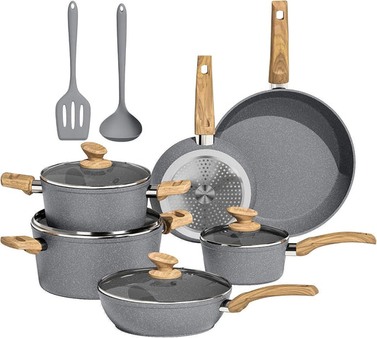 Kitchen Academy Set di Pentole e padelle, 12 Pezzi Grigio