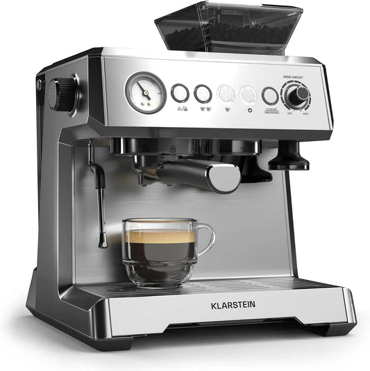 Klarstein Macchina da caffè, 2,3 L, 1350 W, ampio serbatoio, vapore, 20 Bar, Beccuccio del Vapore