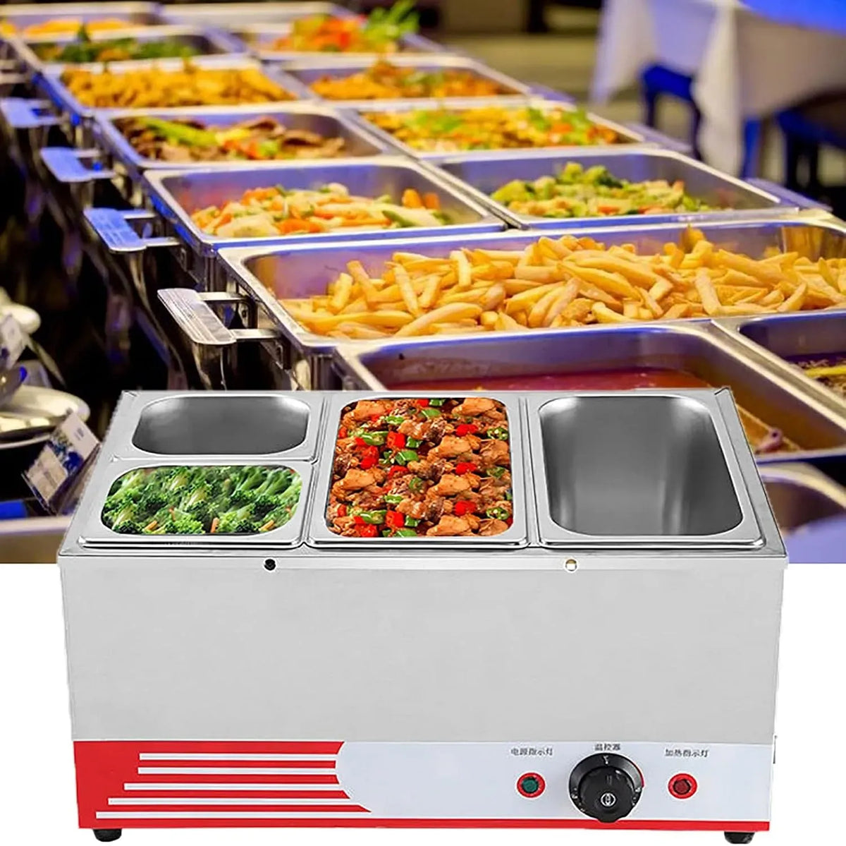 Coperc-4 Stazione, Tavolo, 1500 W, vapore, professionale, acciaio inox, per Buffet