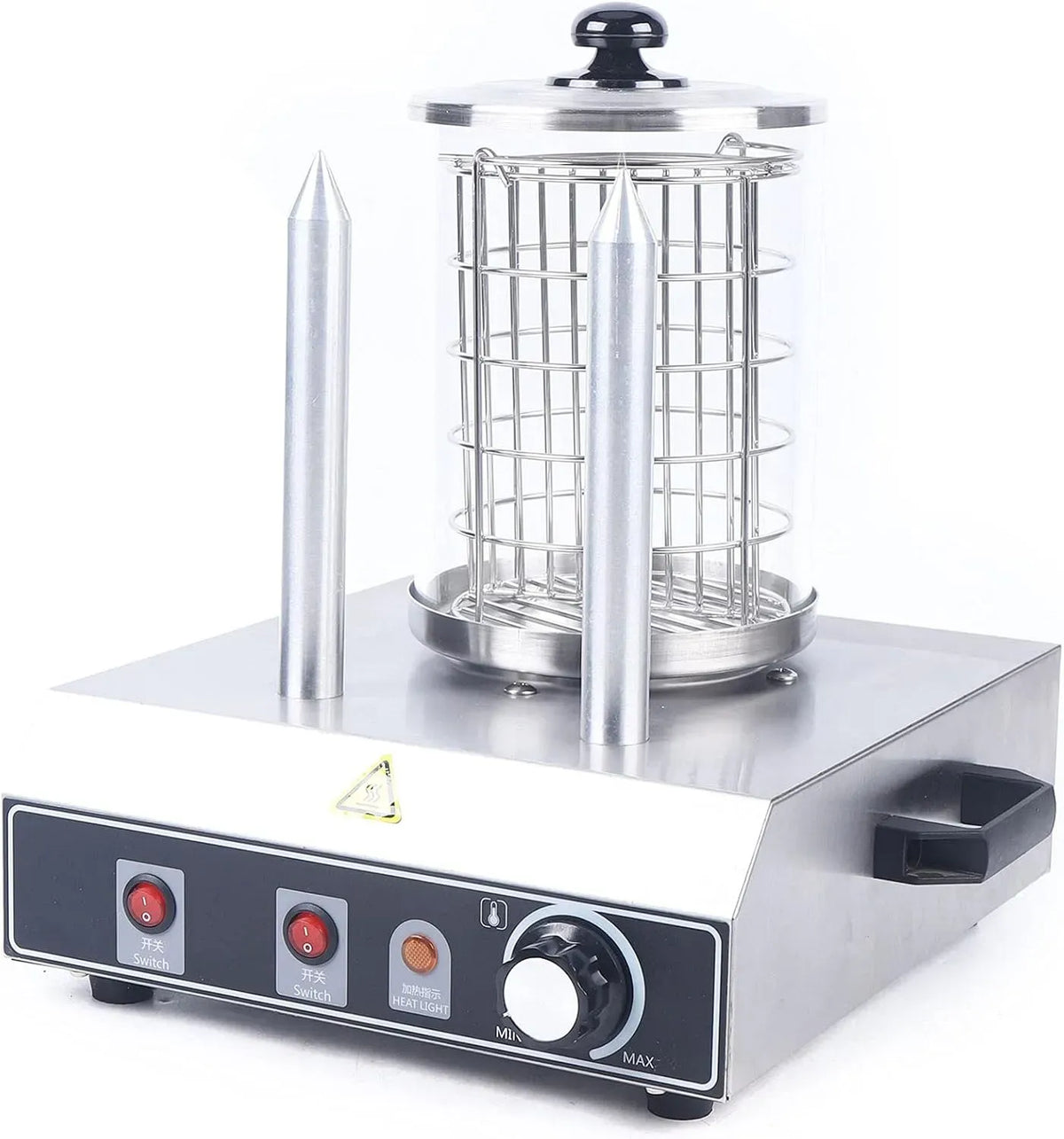 Scaldabagno, 400 W, 220 V, 2 zone di temperatura, acciaio inox, Hot Dog Maker da 400 W, 2 spiedini
