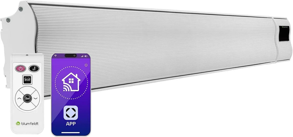 Klarstein Riscaldamento elettrico a infrarossi, Cosmic Beam Smart, 2400 W, faretto scuro, IR Comfort Heat, WiFi App Experience, timer