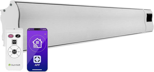 Klarstein Riscaldamento elettrico a infrarossi, Cosmic Beam Smart, 2400 W, faretto scuro, IR Comfort Heat, WiFi App Experience, timer