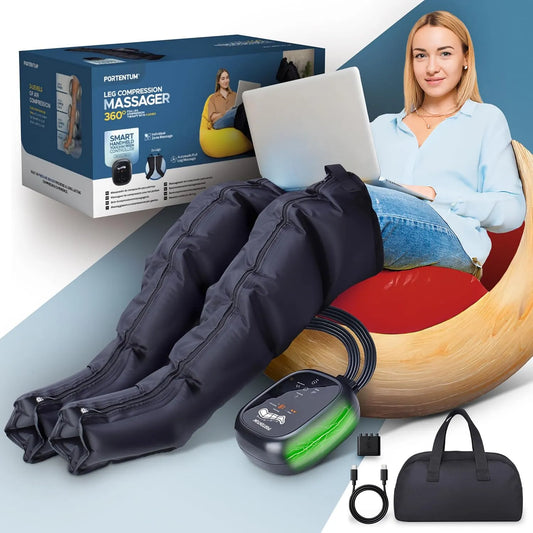 Accessorio per elettrodomestico, PORTENTUM, USB, display LCD, Massaggiatore gambe e addome con 8 modalità e 3 intensità, Telecomando con schermo LCD