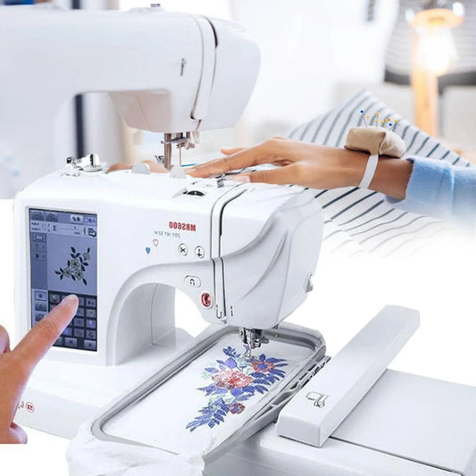 Macchina da cucire, macchina da ricamo, macchina per cucito elettrica, ricamatrice elettrica, touch, display LCD, per abbigliamento