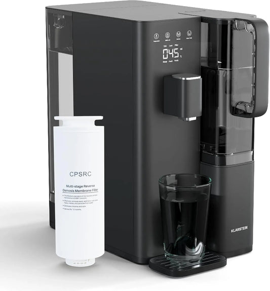 Klarstein Dispenser, Filtro, erogatore di acqua calda, sistema di filtrazione acqua potabile, touch, blocco bambini, ampio serbatoio, 1,5 L