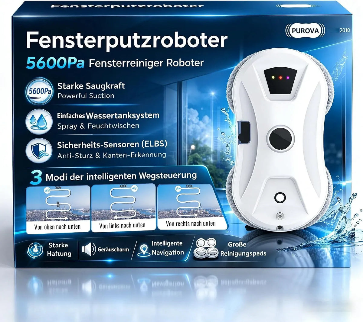 Robot, vetro, per finestre con funzione spray
