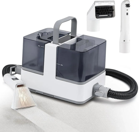 1.2L+1.4L Pulitore, 1.2 L, 1300 W, 13kPa, 1.4 L, portatile, vapore, bianco, per Scale/Divano/Auto/Moquette/Tappeti