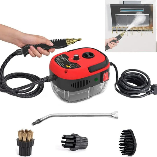 Pulitore a vapore, 2500 W, portatile, 2 zone di temperatura, uso su pavimenti, cucina, auto, finestre e divano, rosso
