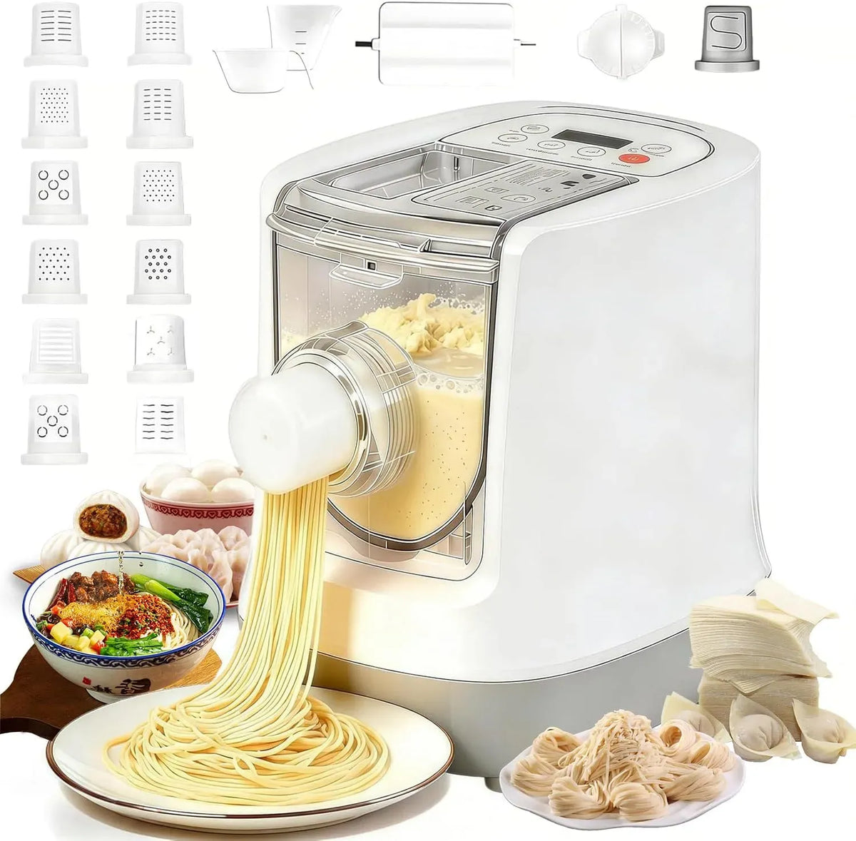 Macchina per la, per la pasta elettrica con 13 stampi per spaghetti