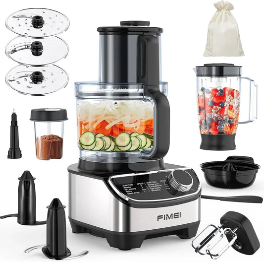 Robot da cucina, 3,5 L, 1300 W, FIMEI, 3 velocità, 3 Velocità e Funzione Impulso, Tritatutto 3,5L, Frullatore 1,5L, 1,5 L