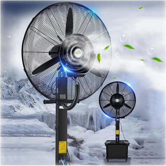 Ventilatore, 80cm, esterno, ruote di trasporto, industriale, 3 velocità, ampio serbatoio, nero
