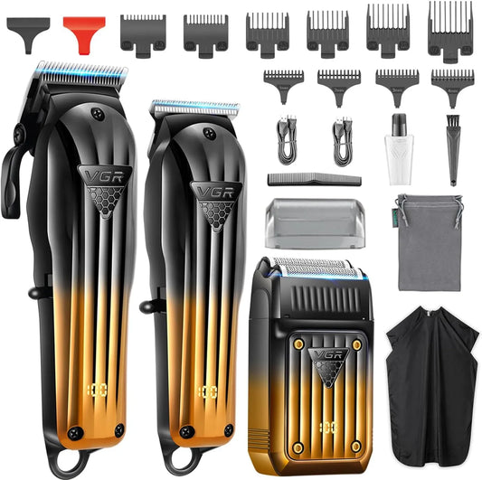 VGR 644 Tondeuse per Barba Senza Fili & Rasoi Elettrici, 644 Tagliacapelli Professionale per Uomini, Kit di Taglio per Barbiere Ricaricabile da 3