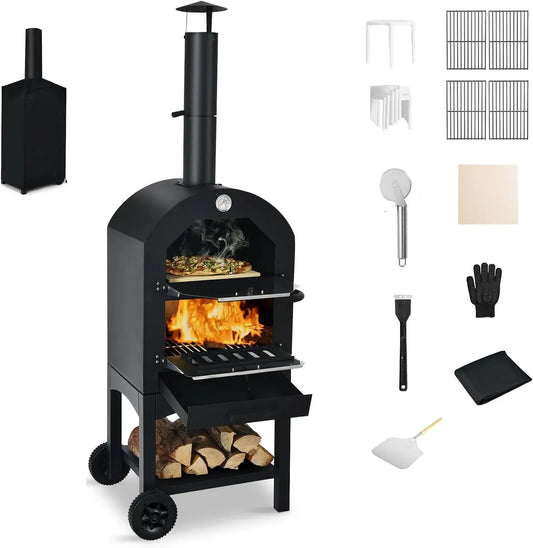 Forno elettrico per pizza, 200 a 350 °C, KOMFOTTEU, portatile, pietra refrattaria, barbecue