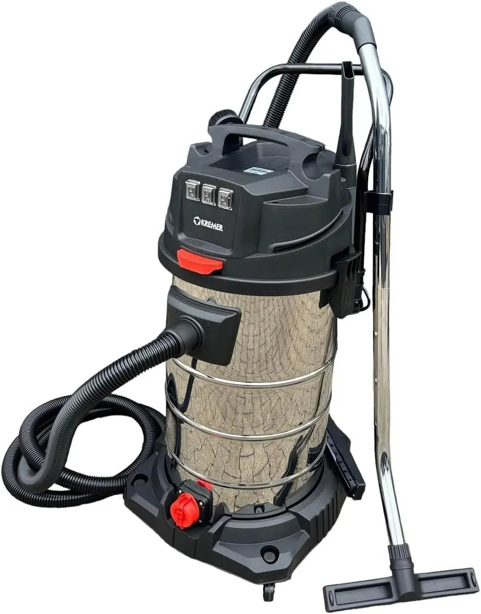 Aspirapolvere, 100 L, 3000 W, 1000 W, industriale, acciaio inox, 3 motori di aspirazione da 1000 Watt