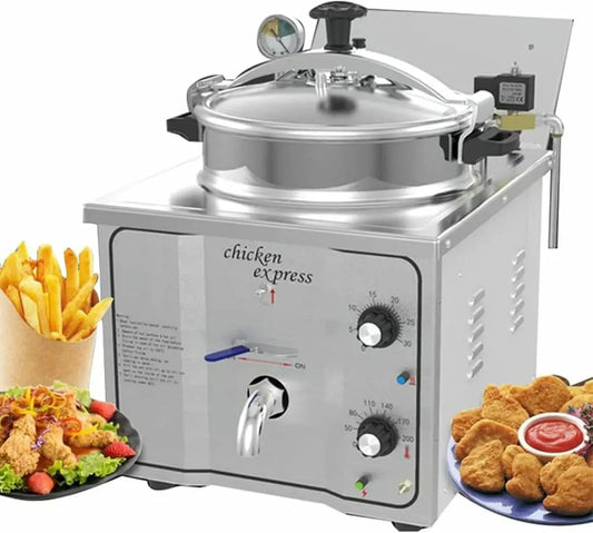 Friggitrice ad aria, 16 L, 50 a 200 °C, timer, professionale, acciaio inox