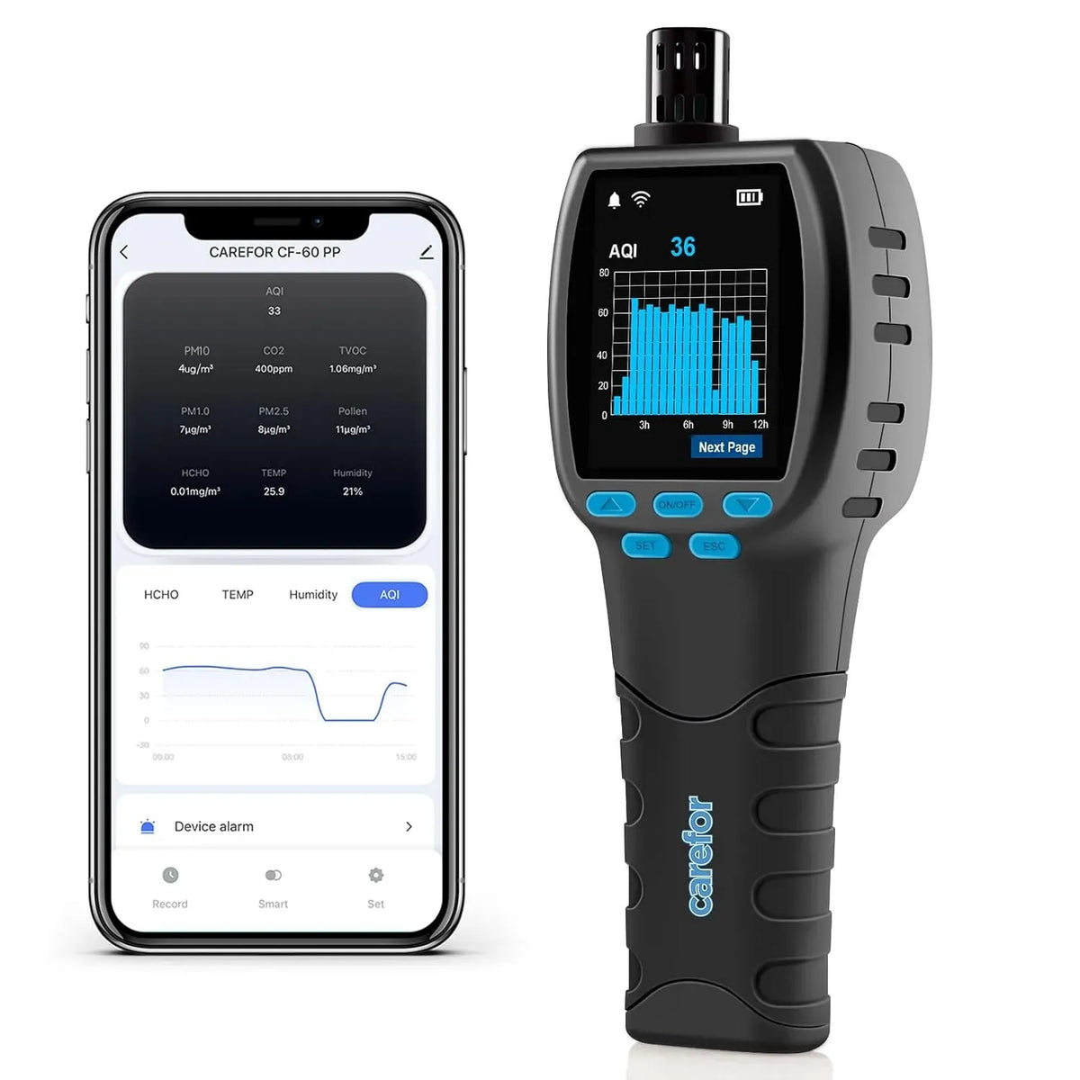 CF-60 batteria, portatile, Upgraded, SMART, Misuratore di qualità dell'aria portatile 16 in 1