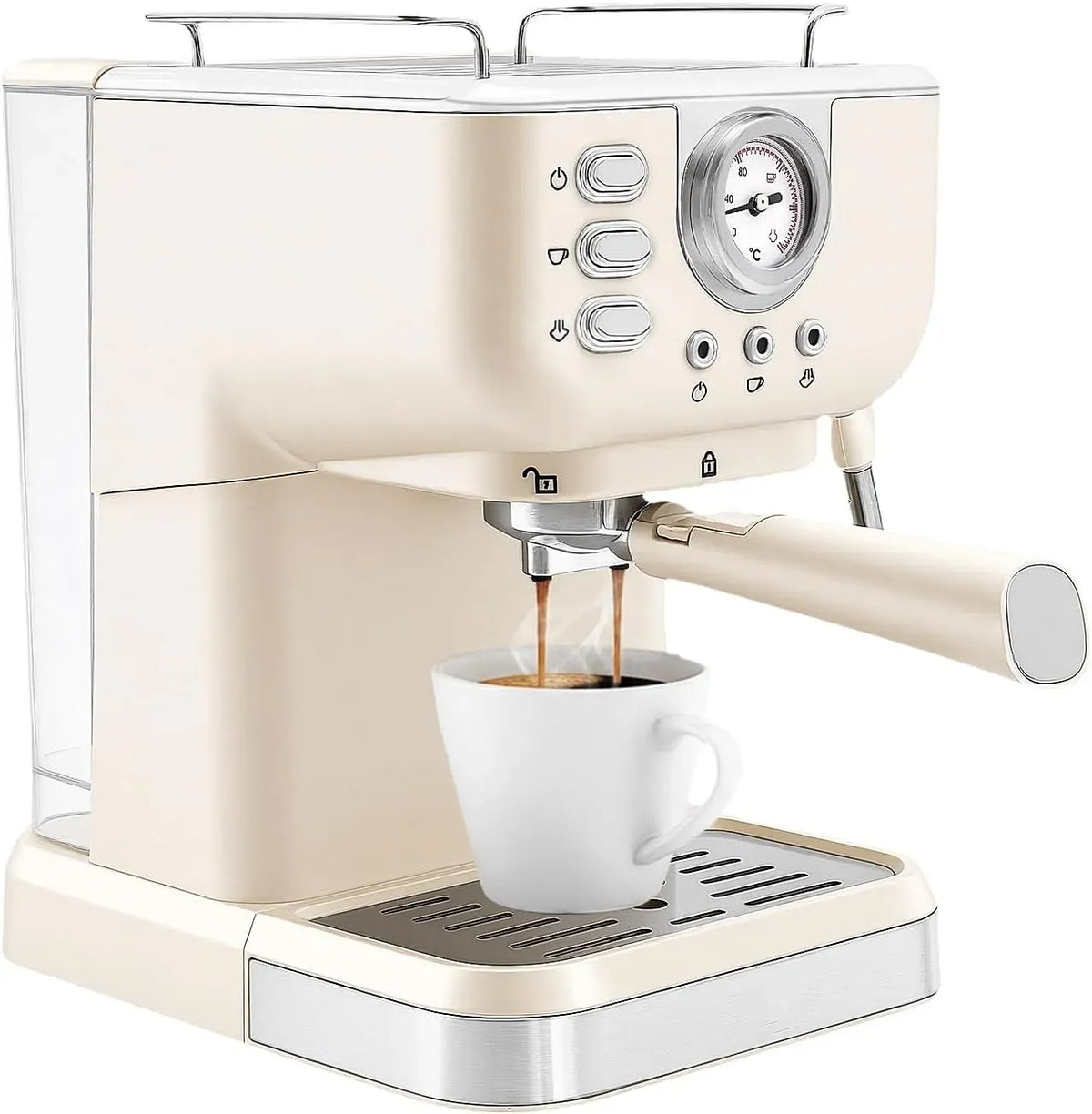 Macchina per caff, macchina da caffè elettrica, 1,5 L, 1050 W, 20 bar, ampio serbatoio, professionale