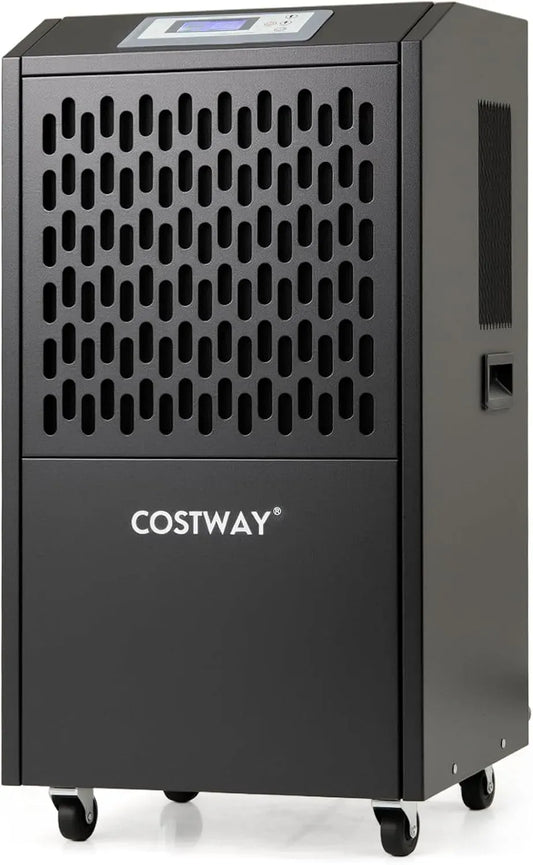 Deumidificatore, 118 L, COSTWAY 24H, ruote di trasporto, timer, industriale, professionale, nero