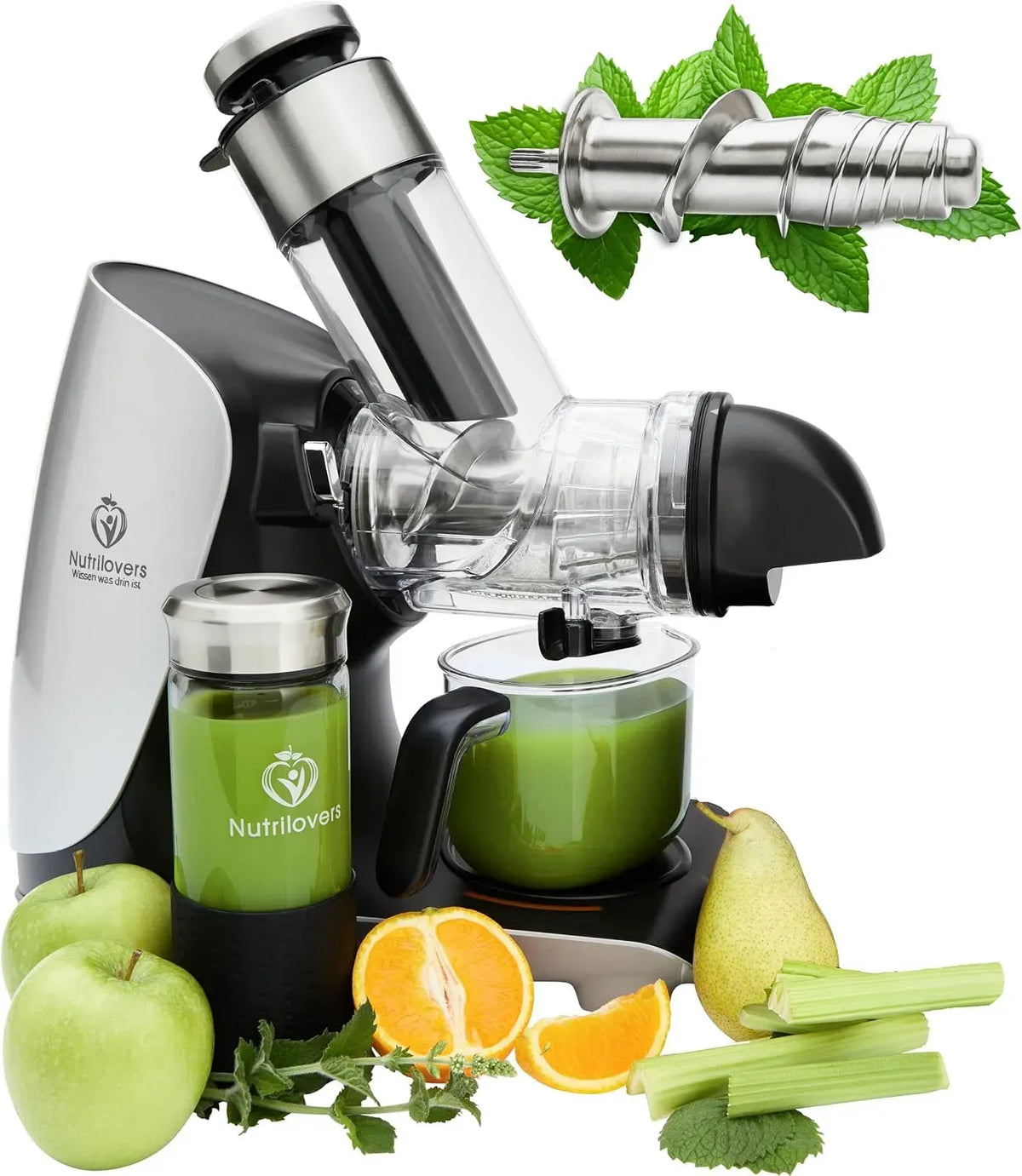 estrattore di succo e spremiagrumi, acciaio inox, verde, GREEN-PRESS MAX