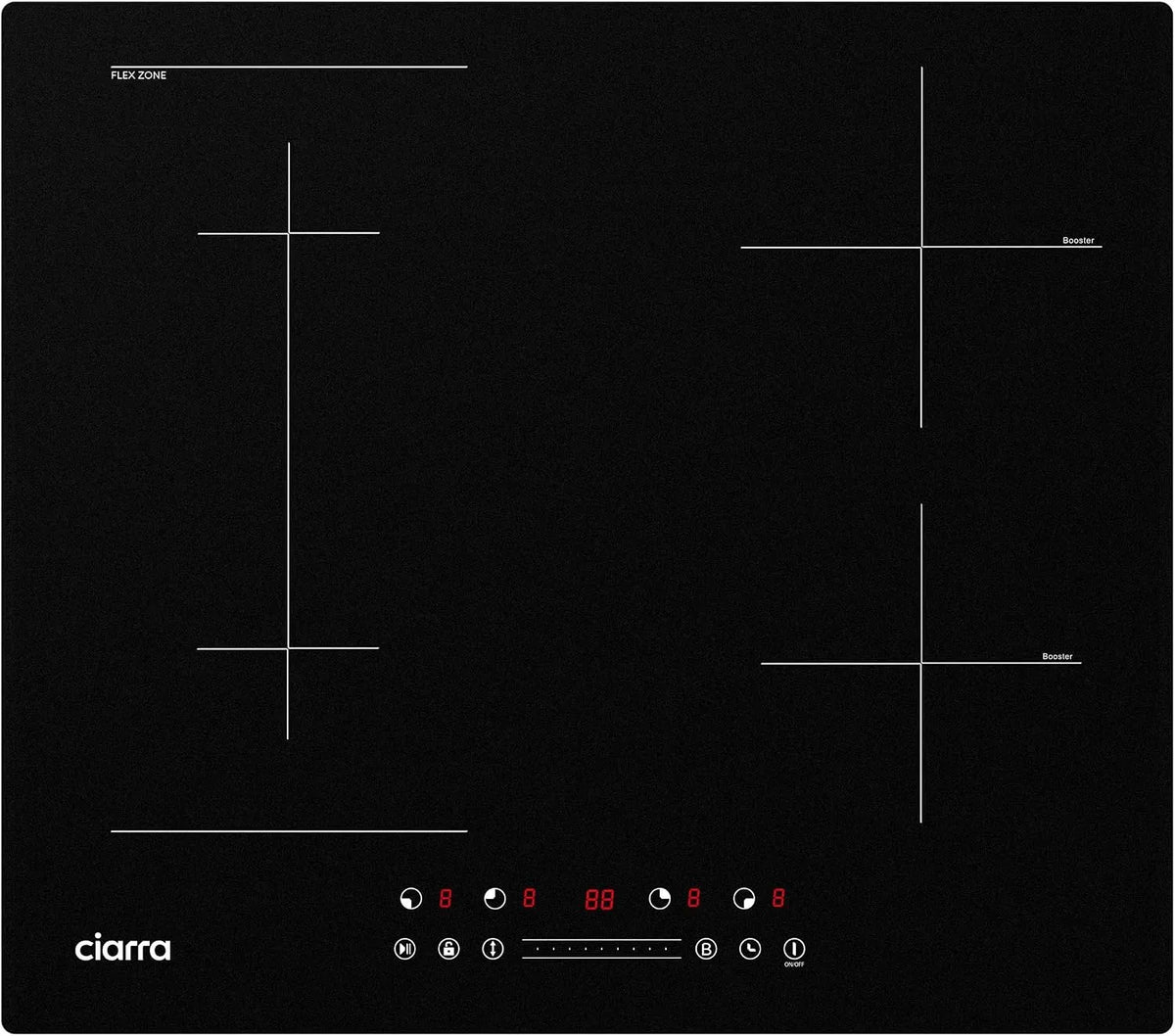 CIARRA Piano cottura a induzione, 4 fuochi, 7200 W, piastra a induzione
