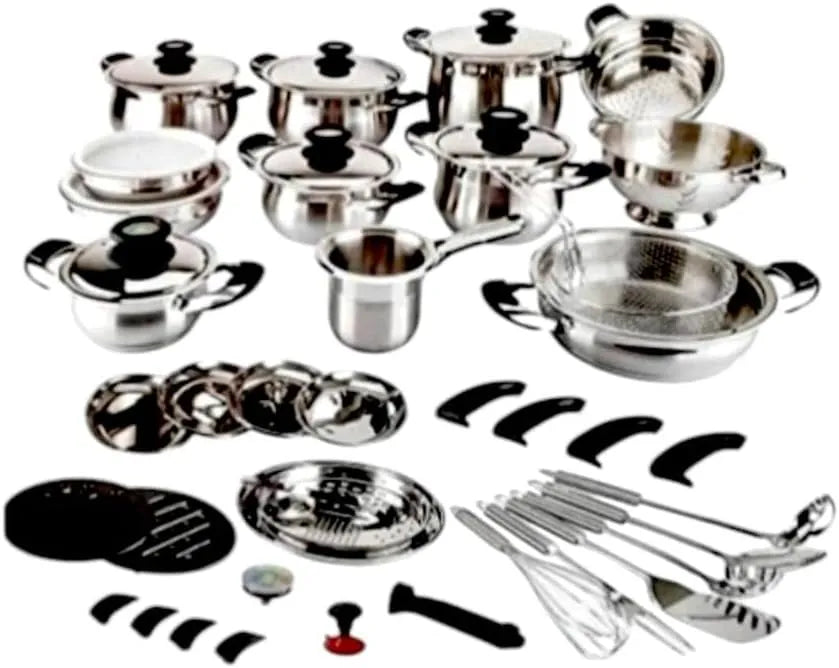 set di pentole e padelle, Batteria, acciaio inox, 44 Pezzi, per Cucina