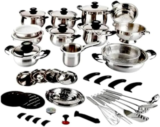 set di pentole e padelle, Batteria, acciaio inox, 44 Pezzi, per Cucina